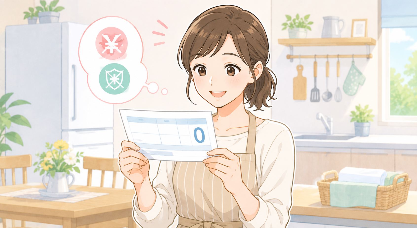 パート主婦が扶養内で働き、給与明細を見て税金・社会保険料がゼロであることを確認
